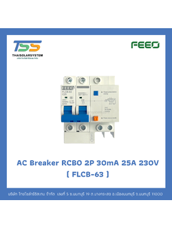 เบรกเกอร์ RCBO 2P 25A 30mA 230V (FLCB-63) FEEO
