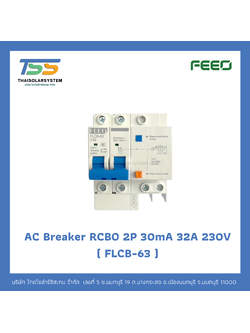 เบรกเกอร์ RCBO 2P 32A 30mA 230V (FLCB-63) FEEO