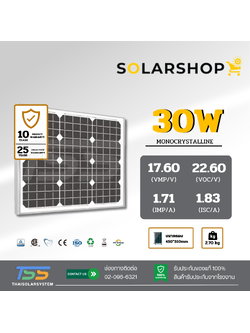 แผงโซล่าเซลล์ 30W Mono Solarshop