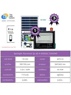 Spot Light โซล่าเซลล์ JD-A-81000L ขนาด 1000w