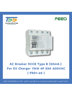AC Breaker RCCB Type B (30mA.) For EV Charger 11kW 4P 25A 400VAC ( FRD1-63 )