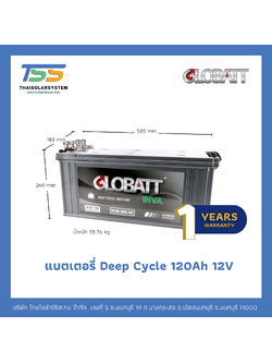 แบตเตอรี่ DEEP CYCLE รุ่น INVA 120Ah12V