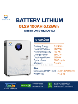 BATTERY LIFEPO4 LVTOPSUN 100Ah 51.2V (ประกัน 7ปี)