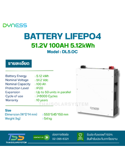 BATTERY DYNESS 100Ah 51.2V (ประกัน 10ปี)