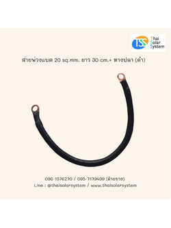 สายพ่วงแบต 20 sq.mm. ยาว 30 cm. + หางปลา (ดำ)