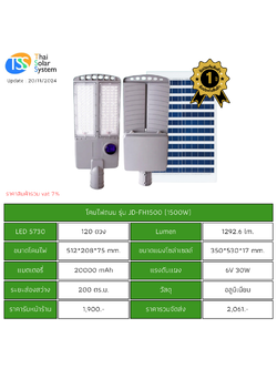 ชุดไฟถนนพร้อมแผง 1500w รุ่น JD-FH1500