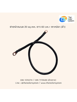 สายพ่วงแบต 20 sq.mm. ยาว 60 cm. + หางปลา (ดำ)