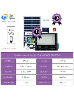 Spot Light โซล่าเซลล์ JD-A-82000L ขนาด 2000w