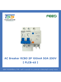 เบรกเกอร์ RCBO 2P 50A 100mA 230V (FLCB-63) FEEO