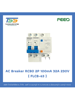 เบรกเกอร์ RCBO 2P 32A 100mA 230V (FLCB-63) FEEO