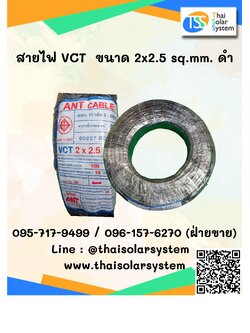 สายไฟ VCT ขนาด 2x2.5 sq.mm. สีดำ ยาว 1 เมตร