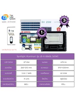 Spot Light โซล่าเซลล์ JD-A-8865L ขนาด 65w