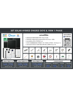 ชุด Hybrid 0ngrid Deye 8190W 1 phase + Battery Lithium LVTOPSUN (เฉพาะของ)
