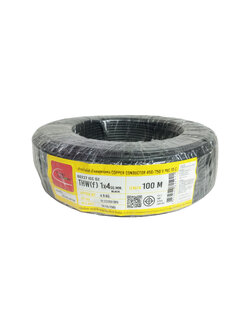 สายไฟ THW ยี่ห้อ ไทยยูเนี่ยน ขนาด 1x4 sq.mm. สีดำ ยาว 100 เมตร (1 ม้วน)