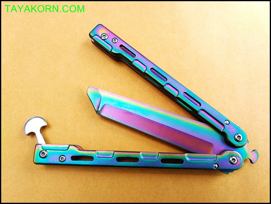 มีดซ้อมควง เรนโบว์มาซามุ Rainbow Masamu Balisong Trainer Knife TKBS-RM8989TR