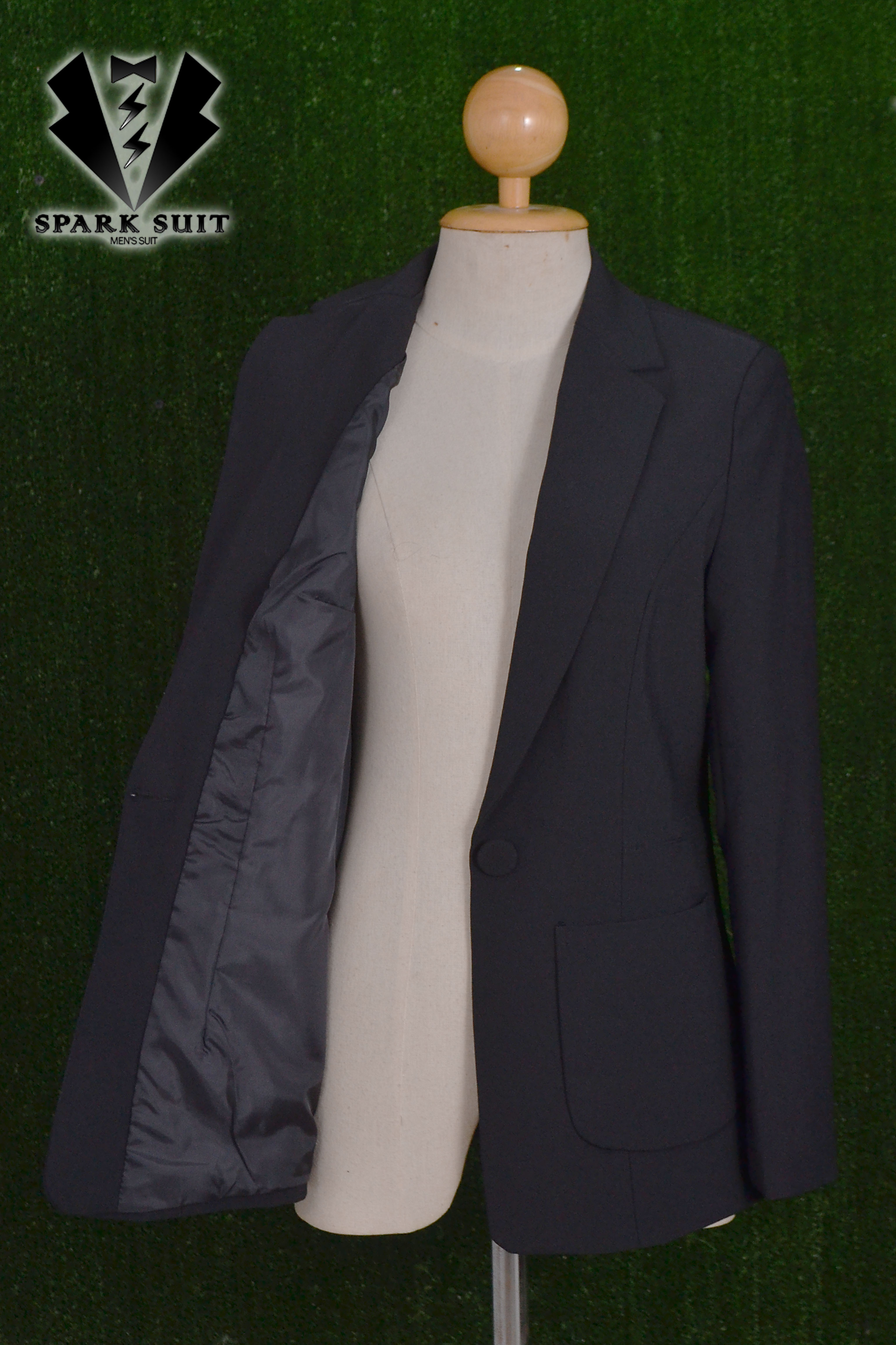 สูทผู้หญิง ผ้าฮานาโกะ มีน้ำหนัก กระเป๋าหน้า พร้อมส่ง สีดำ 3XL *แถมเข็มกลัด