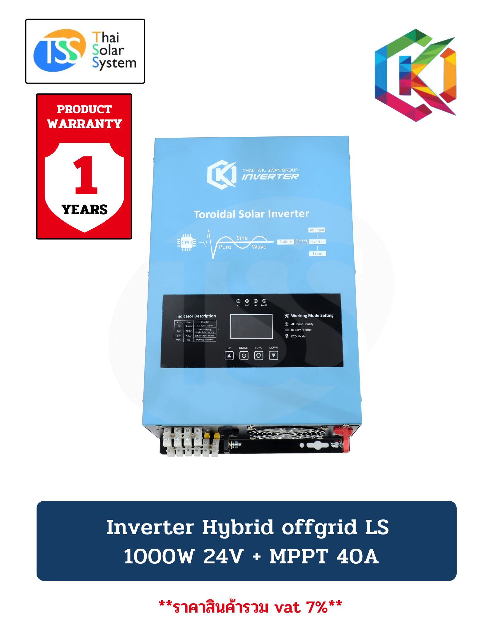 HYBRID OFFGRID LS 1000W 24V + MPPT 40A