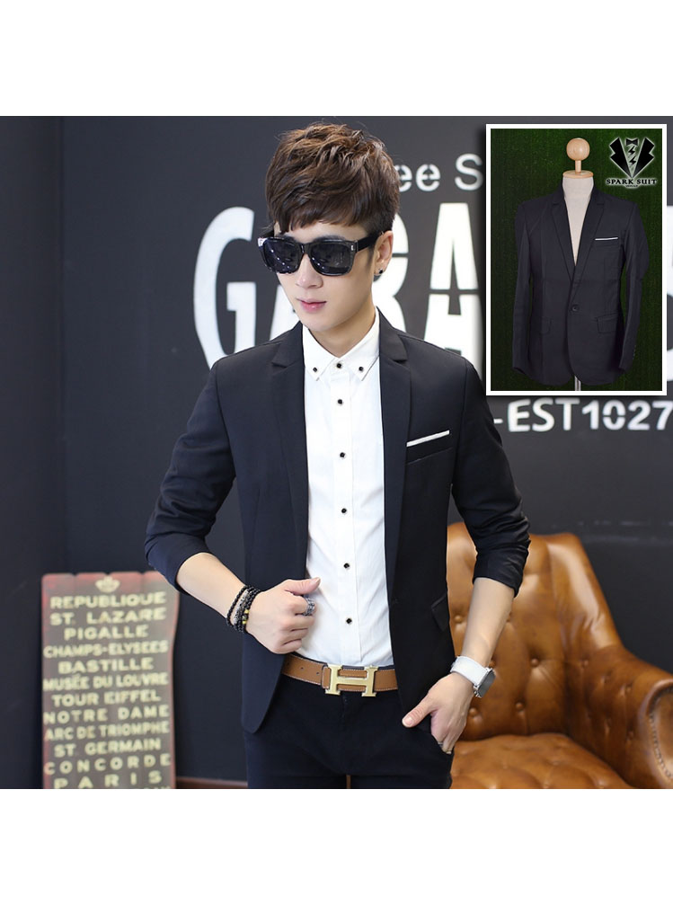 สูท,เสื้อสูท ผ้าคอตตอน เกรดA สีดำ พร้อมส่ง 2XL