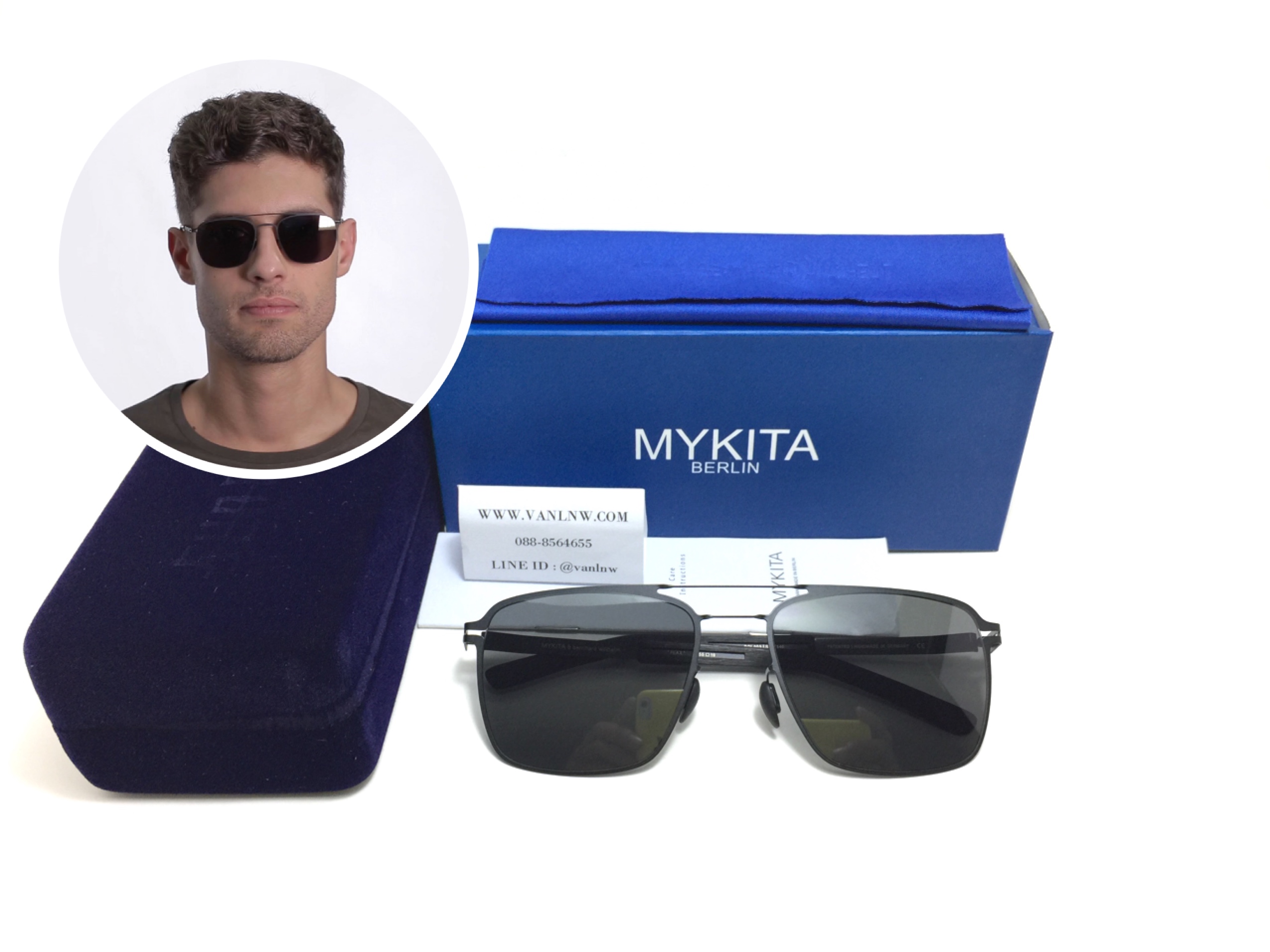 แว่นกันแดด MYKITA FLAX MH1 Black/Pitch Black <ดำ>