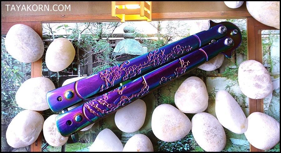 มีดควง เรนโบว์ซากุระบาลิซอง Rainbow Sakura Balisong Knife TKBS-SK55