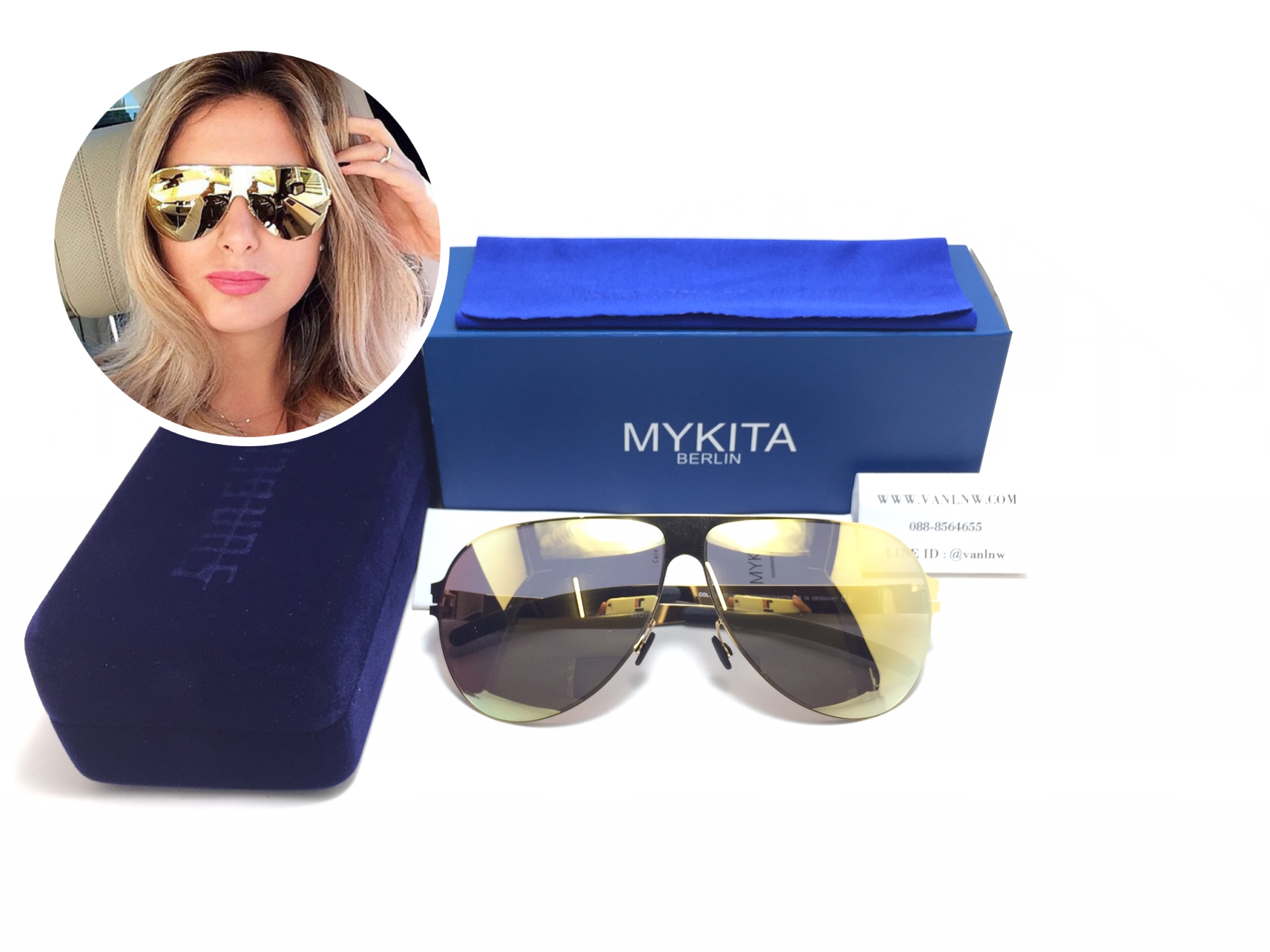 แว่นกันแดด MYKITA Hubert COL.01 62-11 140 <ปรอททอง>