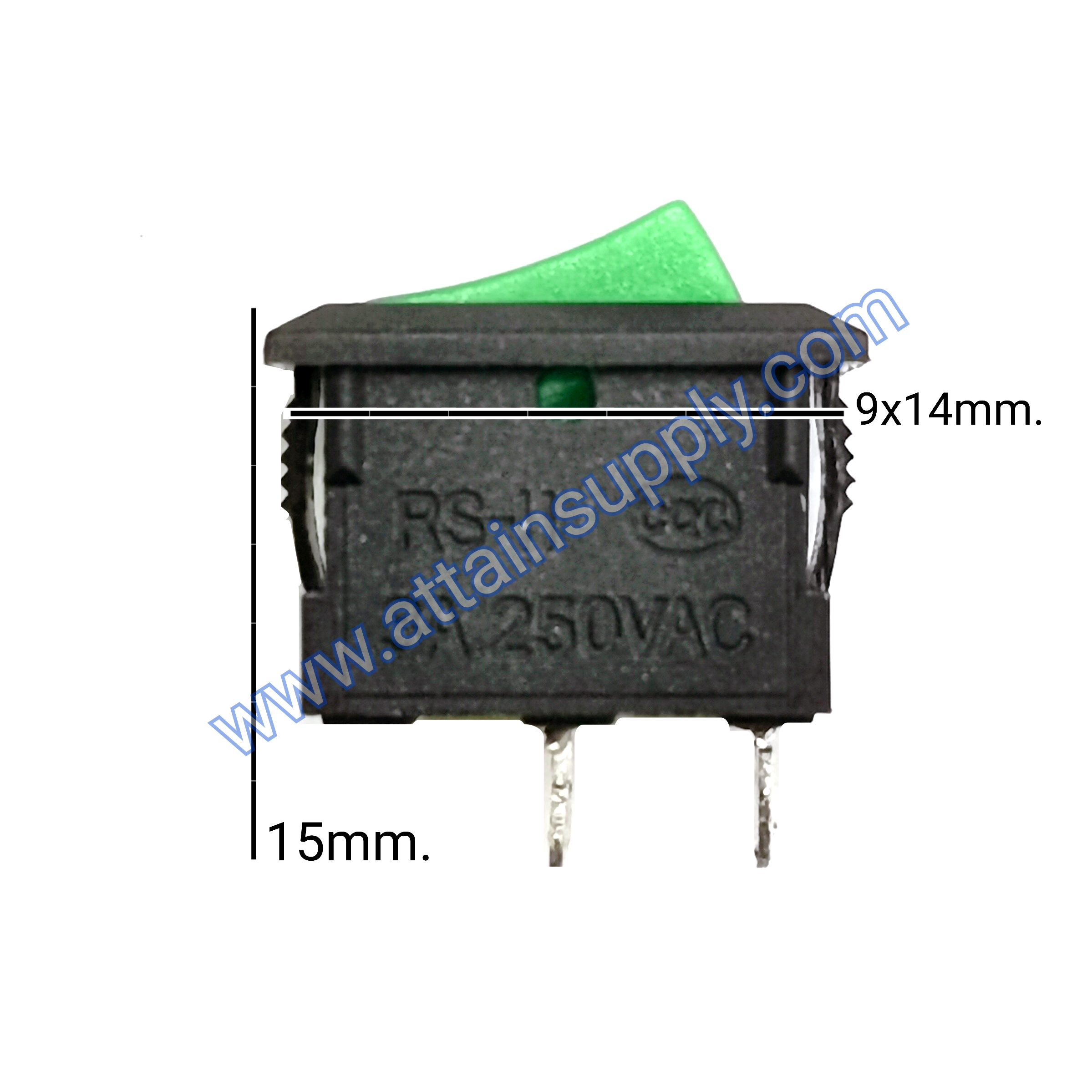 สวิทช์ IOเหลี่ยมจิ๋ว 2ขา/ไม่มีไฟ-สีเขียว