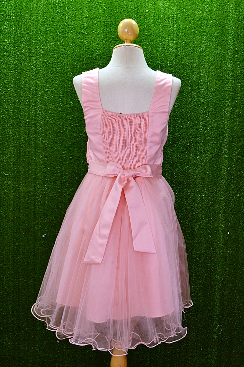 พร้อมส่ง S-3XL ชุดราตรีสั้น "สีโอรส" ปักมุขและดอกไม้ช่วงบน กระโปรงผ้าตาข่าย ร้อยชายกระโปรงด้วยเอ็น ซับในทั้งชุด