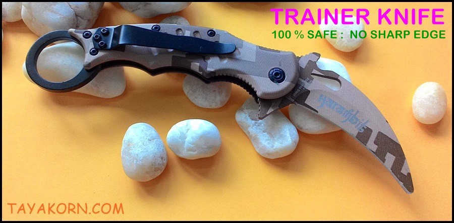มีดซ้อมควง คารัมบิตแอร์ฟ็อกเดสเสิร์ทคาโม่ Air Fox Desert Camo Karambit TRAINER TKKB-AD2TR