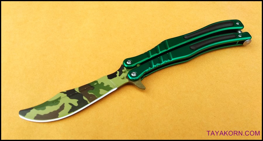 มีดซ้อมควง ซีเอสโก กรีนคาโม่ ZS GO GREEN CAMO Balisong TRAINER Knife TKBS-ZS8TR