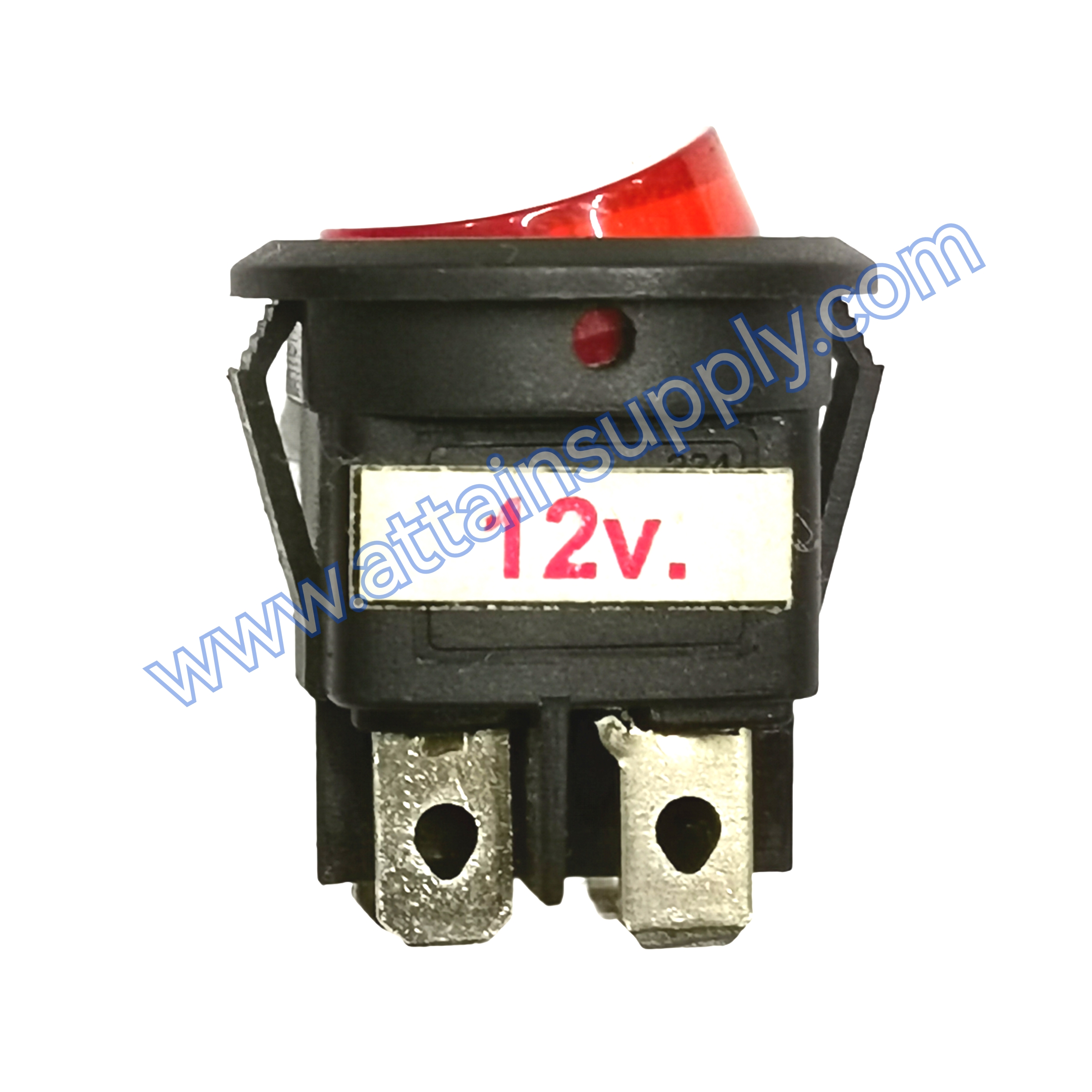 สวิทช์ IO กลม-ไฟเต็ม 12V./4ขา มีไฟ-สีแดง