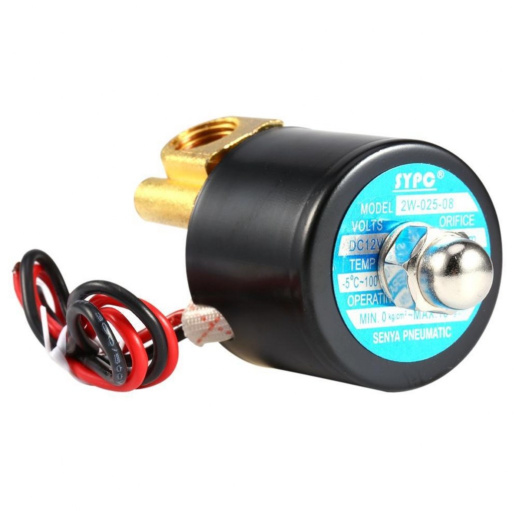 07-2W-02-1-12VDC-SY โซลินอยด์วาล์ว วาล์วไฟฟ้า วาวล์น้ำ วาล์วลม ทองเหลือง N/C 12V DC 1/4"