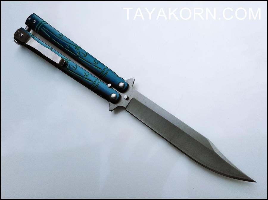 มีดบาลีซอง ใบไผ่น้ำเงิน Blue Bamboo Balisong TKBS-BT2