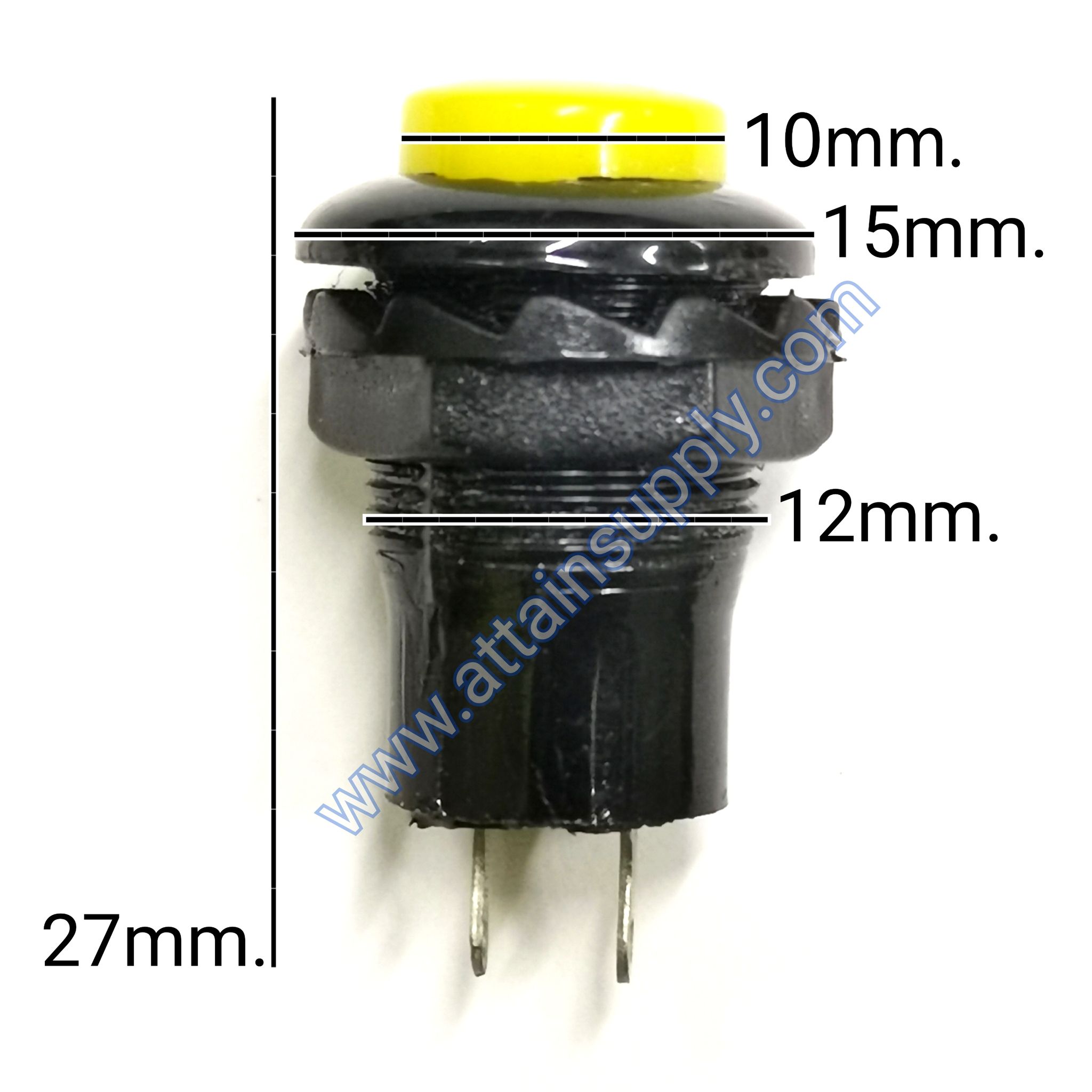 สวิทช์ กดติด-ปล่อยดับ/กลมเงาแหวนพลาสติก-สีเหลือง