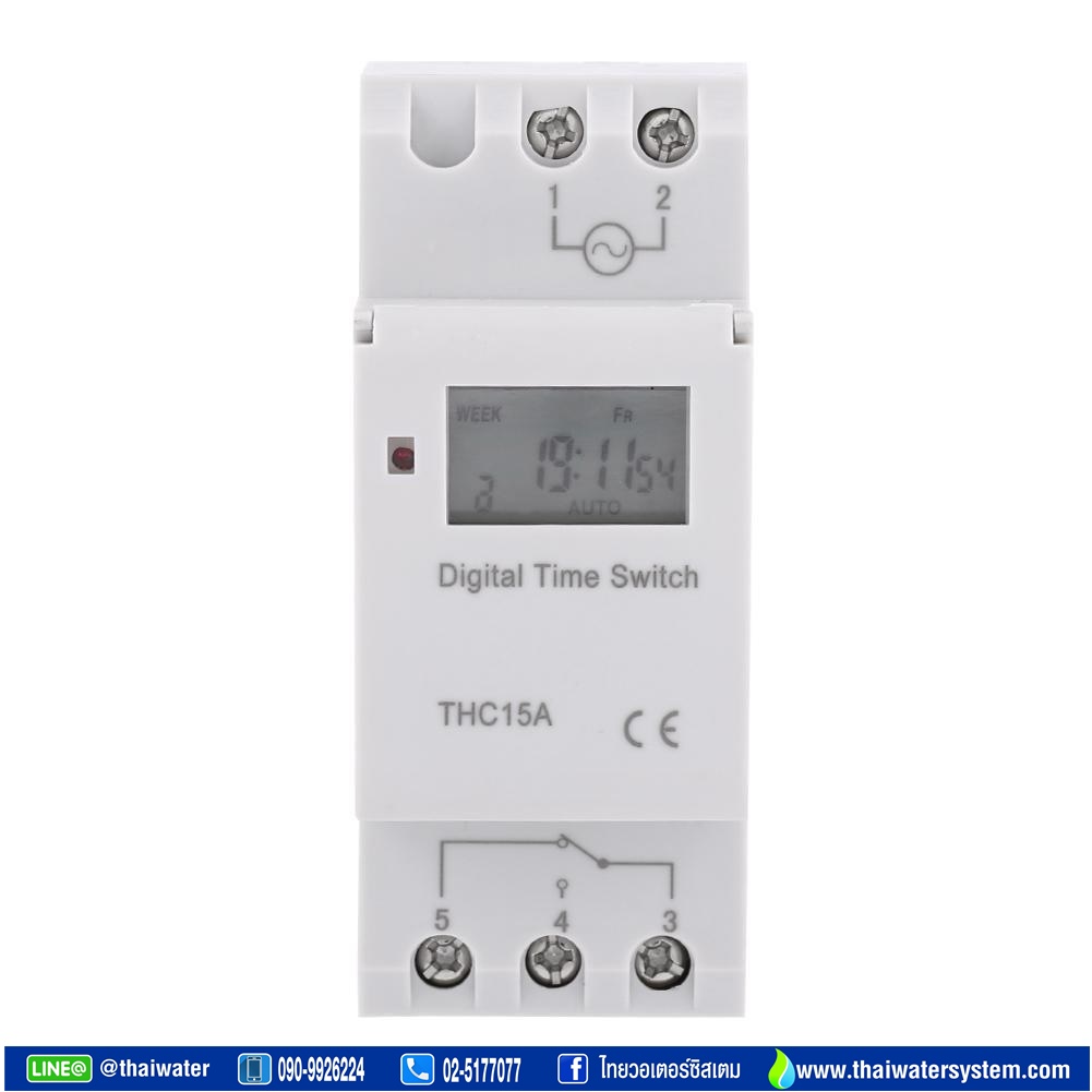 10-THC15A-12VDC-16 Timer ทามเมอร์ เครื่องตั้งเวลา ดิจิตอล 16A 12VDC รุ่น THC15A 16 โปรแกรม สลับการทำงานอุปกรณ์ไฟฟ้าได้ SKU-231
