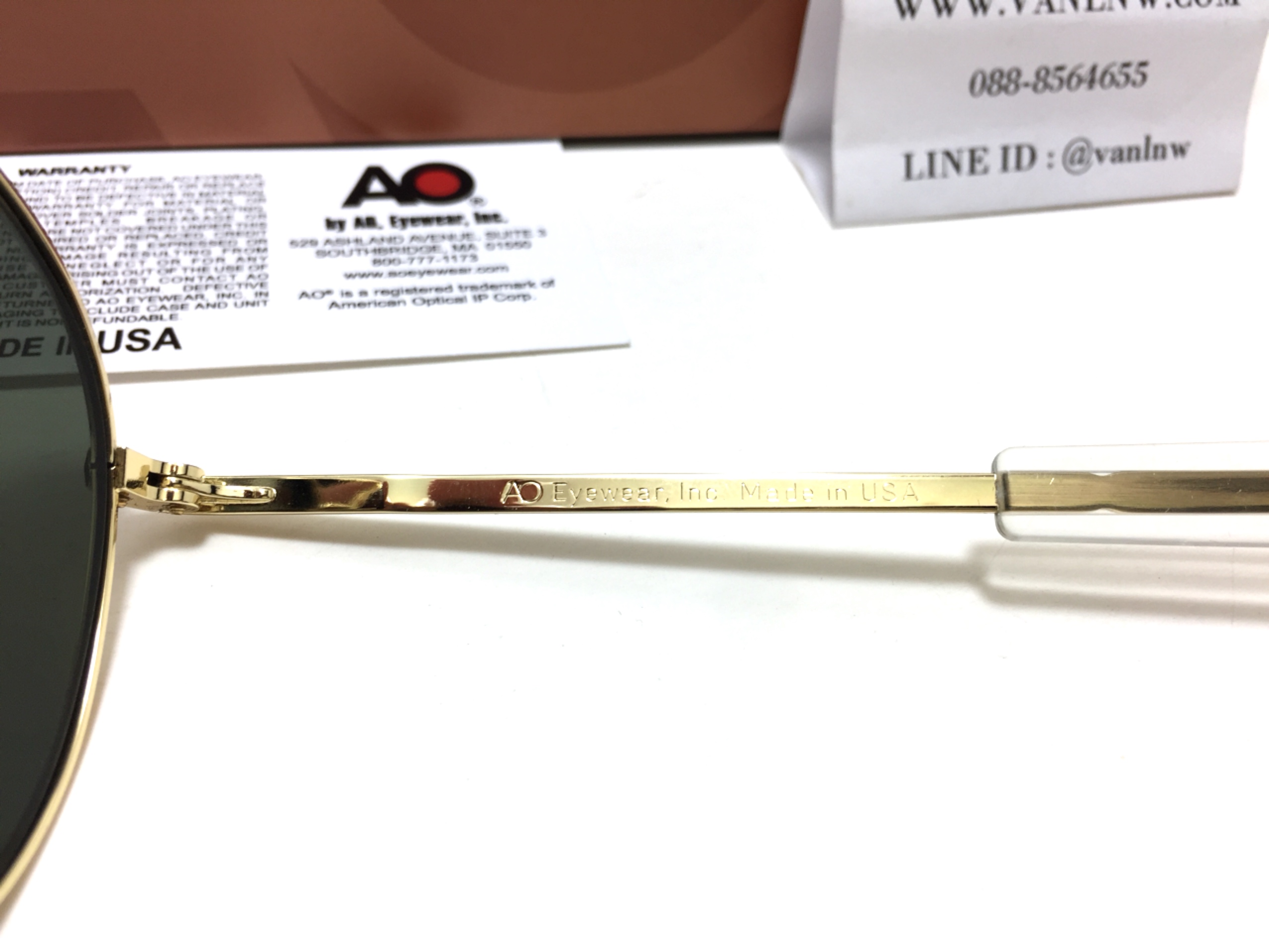 แว่นกันแดด Ao General 58-14 140 Made in USA (ทอง) ของแท้ 100%