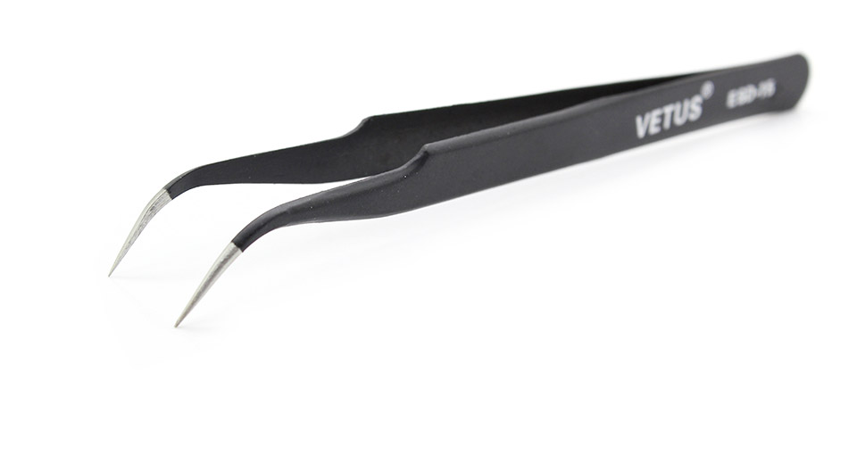 VETUS ESD-15 Stainless Steel Curved Tweezers (125mm)