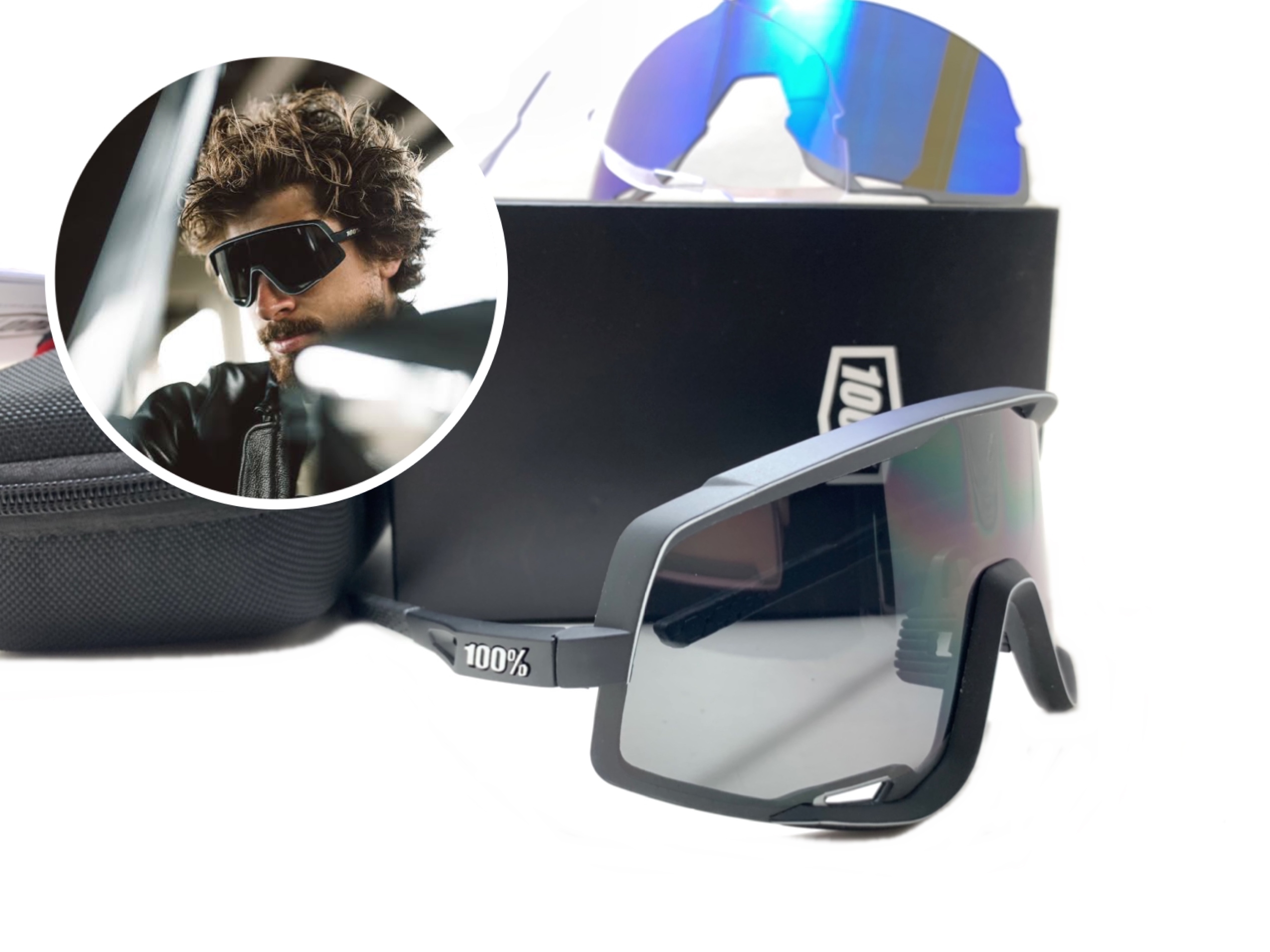แว่นกันแดด แว่นปั่นจักรยาน 100% Speedcraft Glendale <Soft Tact Black Smoke Lens>