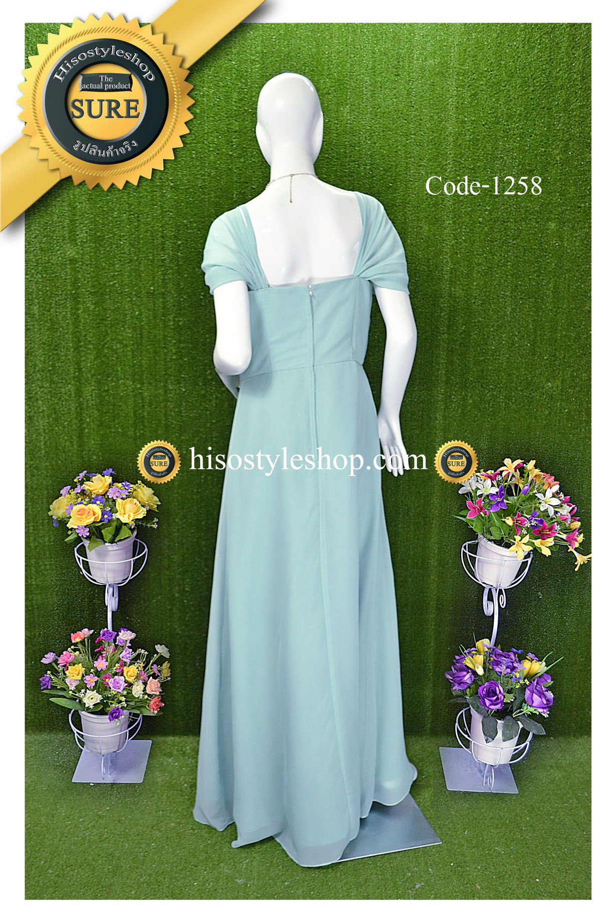 พร้อมส่ง Size 2XL ชุดราตรียาว **สามารถใส่ได้7แบบ** แต่งคริสตัลที่เอว และมุมอก ผ้าชีฟอง ซับในทั้งชุด