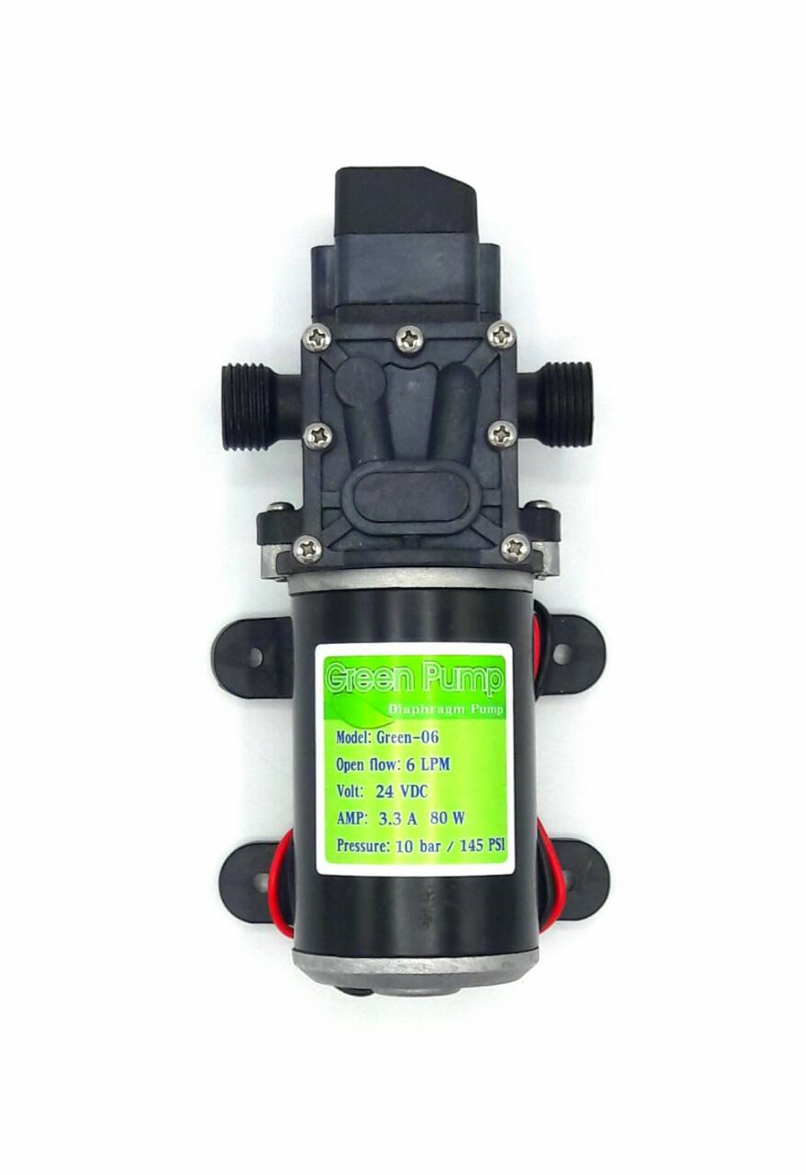 ปั๊มน้ำ ปั๊มพ่นยา DC24V GREEN-06 แรงดัน 10 บาร์ แบบเกลียวนอก 1/2" SKU-513