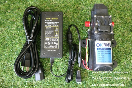 ปั๊มน้ำ DC12V OK-01 6 บาร์ + อะแดปเตอร์ 12V 3.2A YU1203 + แจ็ค DC เมีย