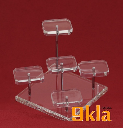 แท่นโชว์สินค้า 5 แท่นเหลี่ยม ฐานเหลี่ยม (สั่งผลิต 10 ชิ้นขึ้นไป) ใส ชิ้น