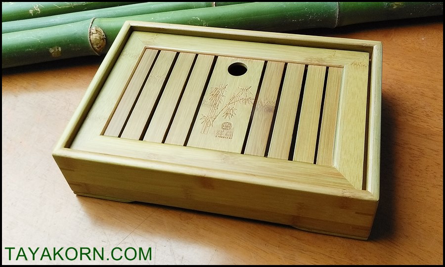 ถาดรองน้ำชาไม้ไผ่ แบบA1 Bamboo Tea Tray Tyle A1( สีเขียว )