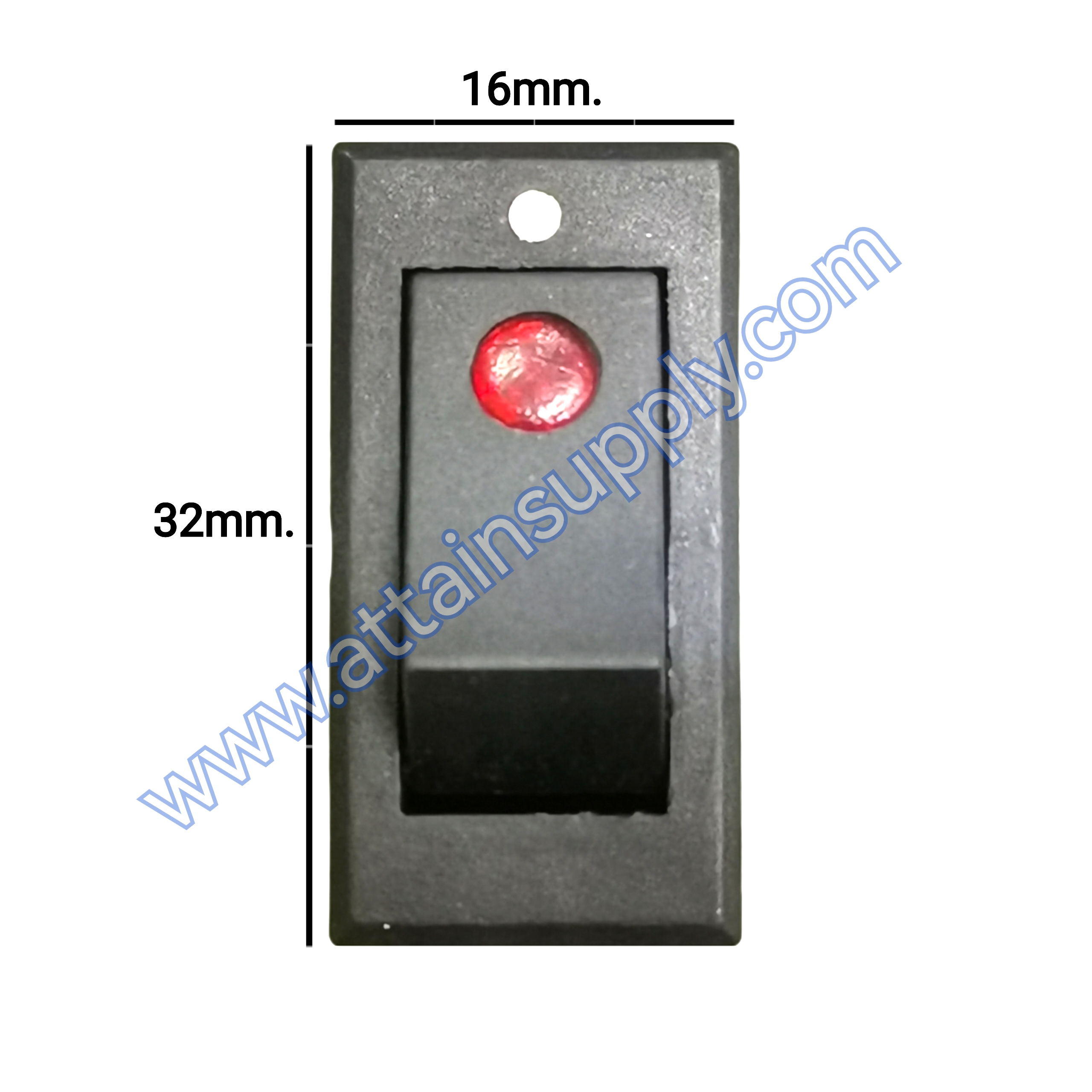 สวิทช์ ไฟจุด-เหลี่ยมบาง 12V./3ขา มีไฟ-สีแดง