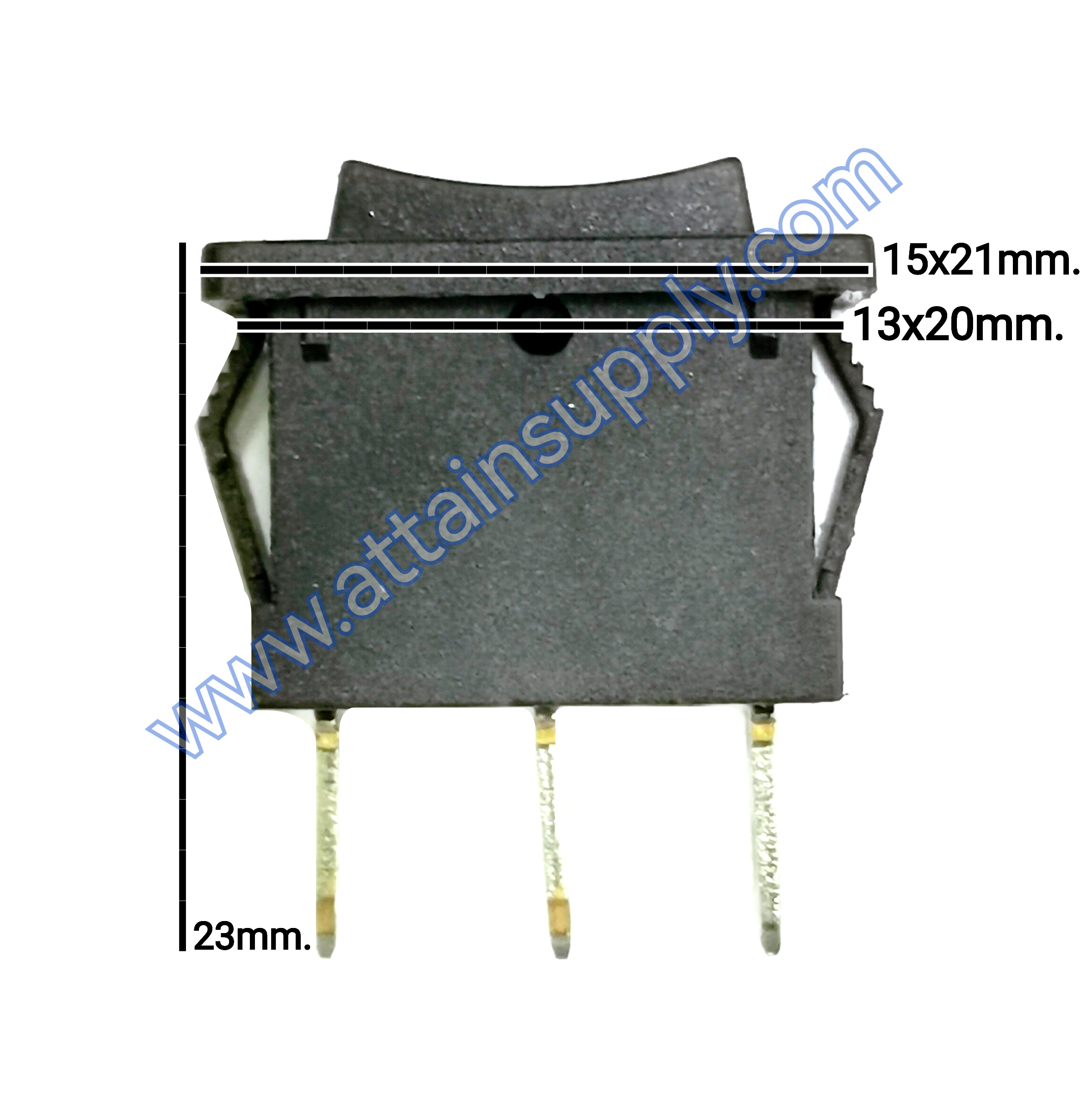 สวิทช์เหลี่ยมเล็ก I-O-II 3ขา/ไม่มีไฟ-สีดำ