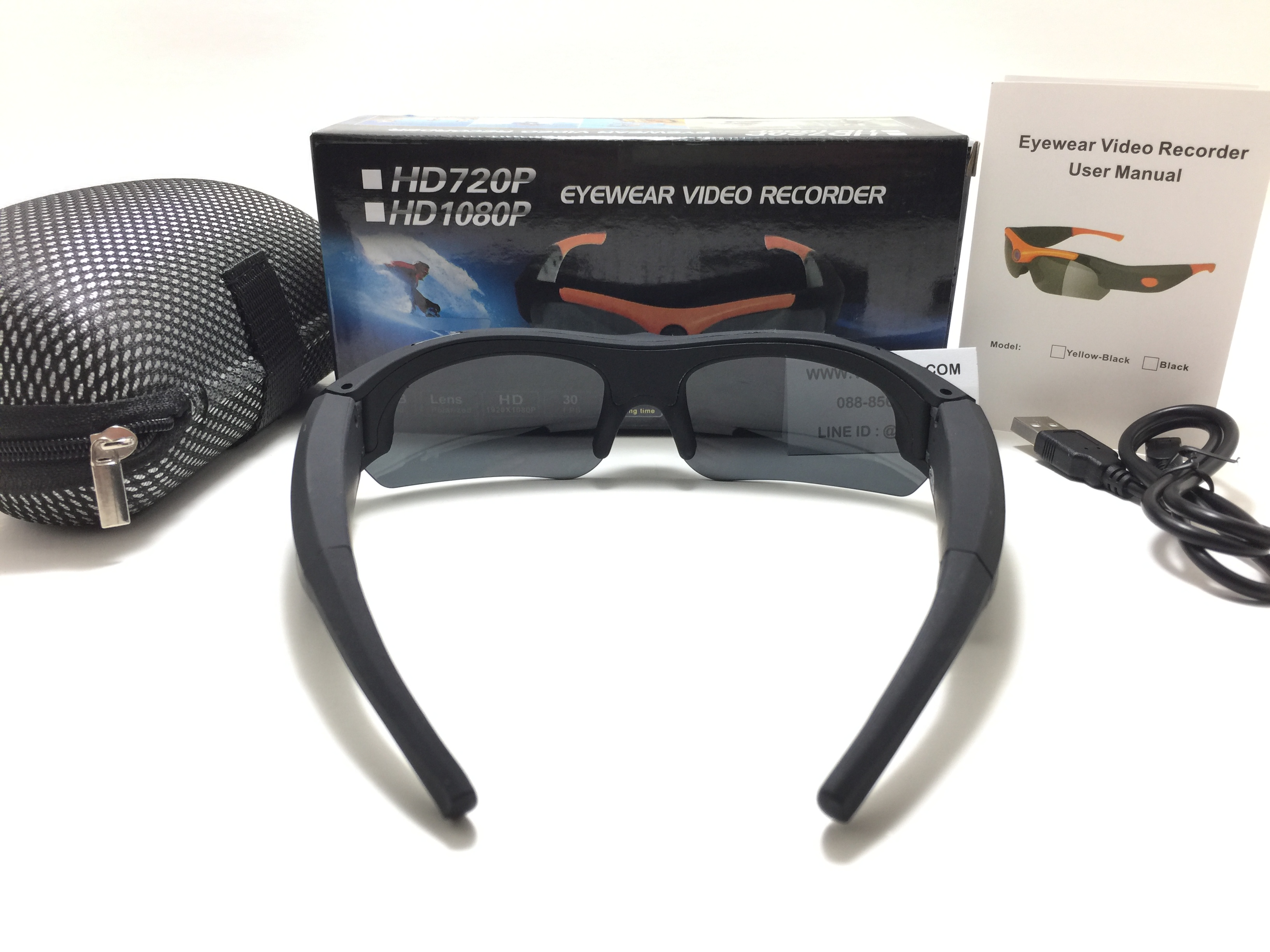 กล้องแว่นตากันแดดทรงสปอร์ต Eyewear Video Recorder Full HD 1080P <ดำ> ของแท้ 100%