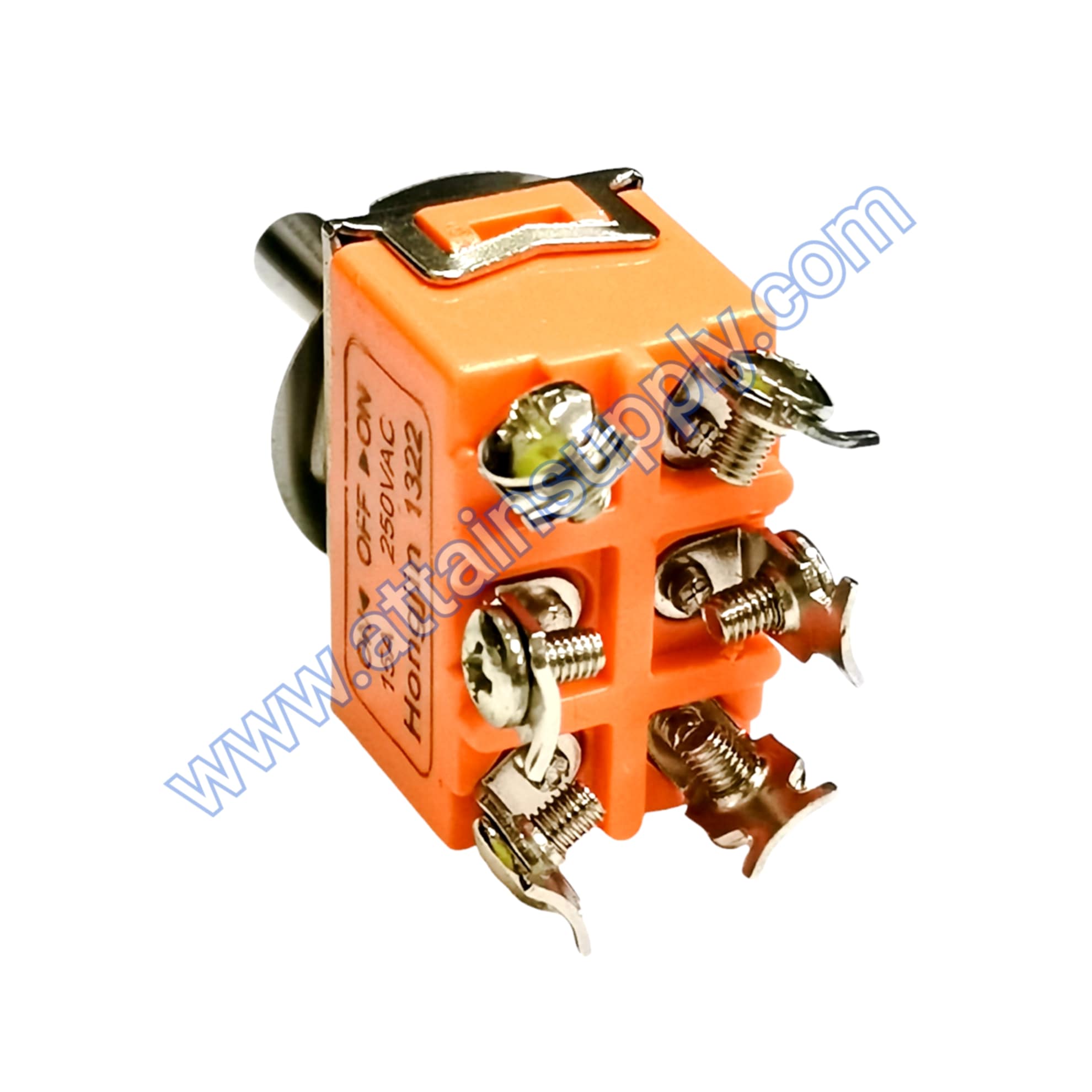 สวิทช์โยก ON-OFF-ON 6ขา-แบบขันน็อต/สีส้ม HONGJIN