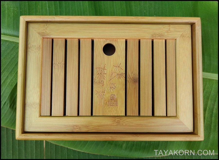 ถาดรองน้ำชาไม้ไผ่ แบบA1 Bamboo Tea Tray Tyle A1( สีเขียว )