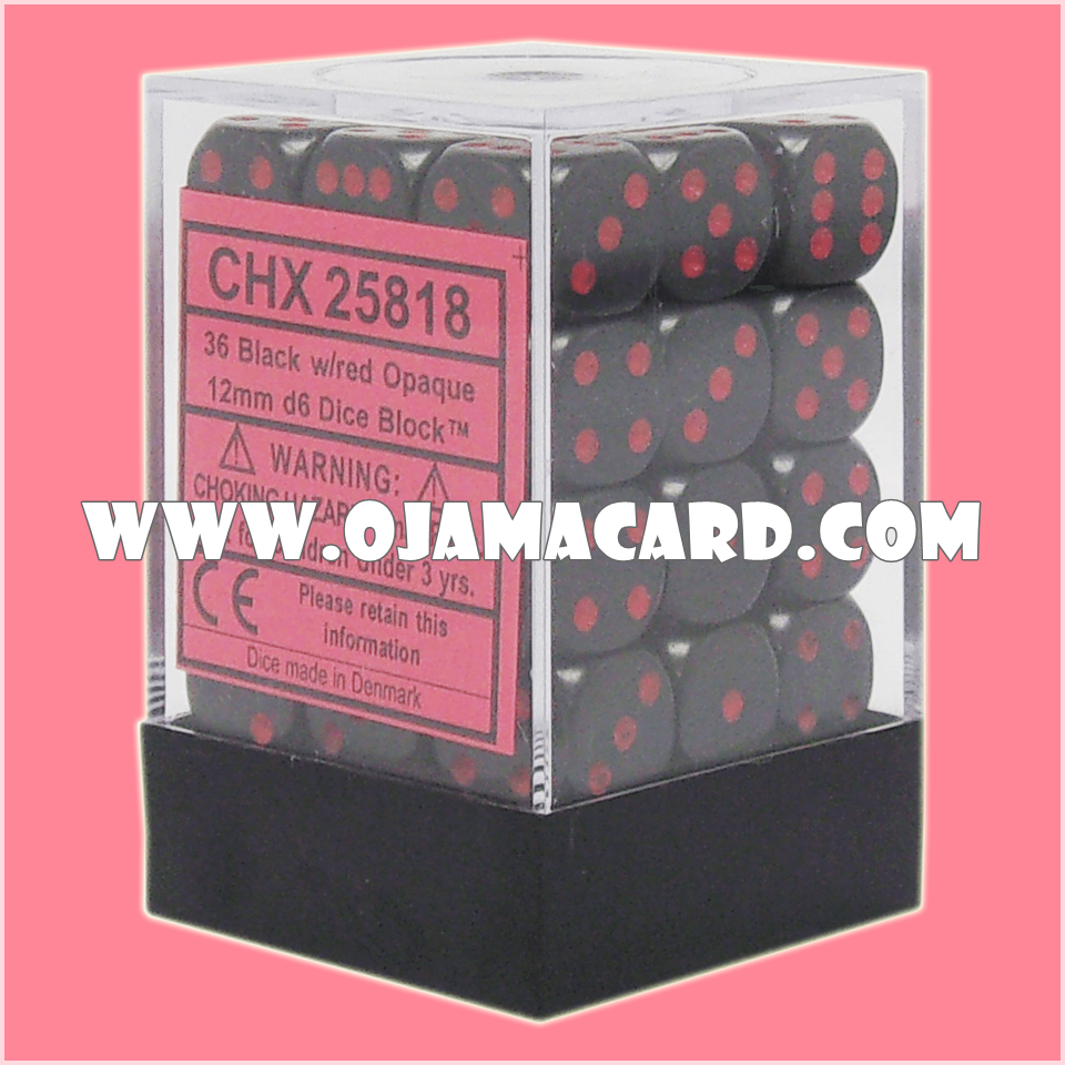 Chessex 12MM D6 Dice Block — Opaque : Black / Red「1 Dice」