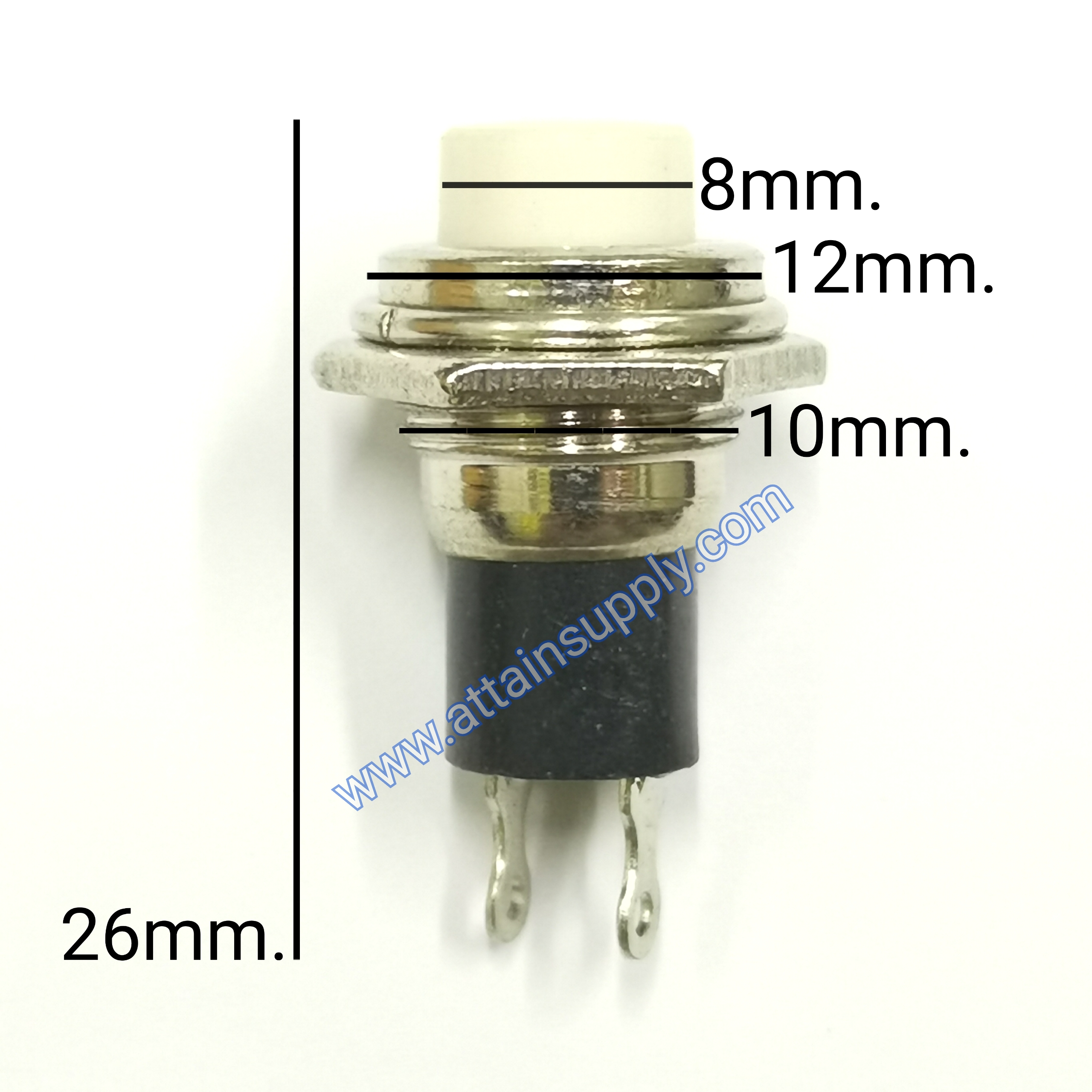 สวิทช์ กดติด-ปล่อยดับ/กลมไม่มีแหวน-สีขาว