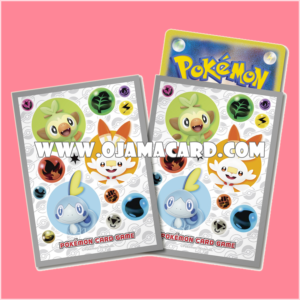 Pokémon Card Game Deck Shield | Card Sleeves — Sword & Shield Starter : Sarunori | Grookey & Hibanny | Scorbunny & Messon | Sobble「64ct.」